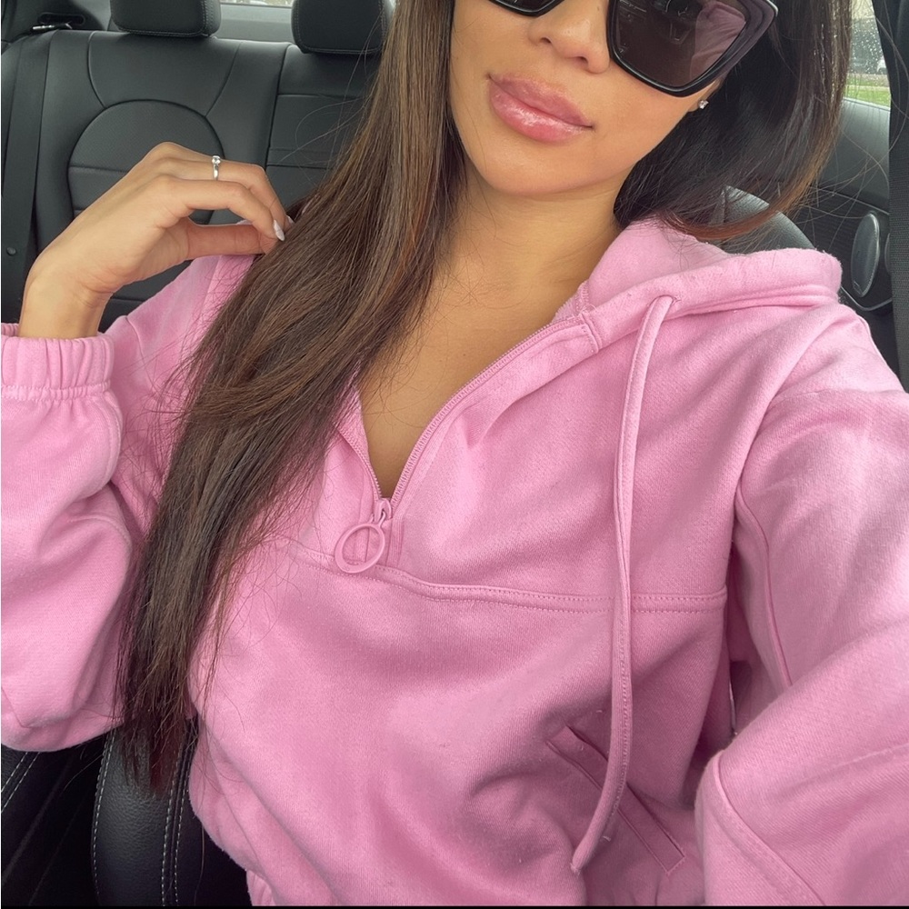 Alo Yoga Crop Hoodie Pink Small